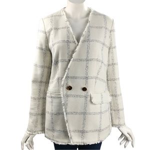 Ann Taylor Blazer Cutaway Plaid Womens Size 8